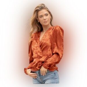 NWT Women's Orange Wrap Top